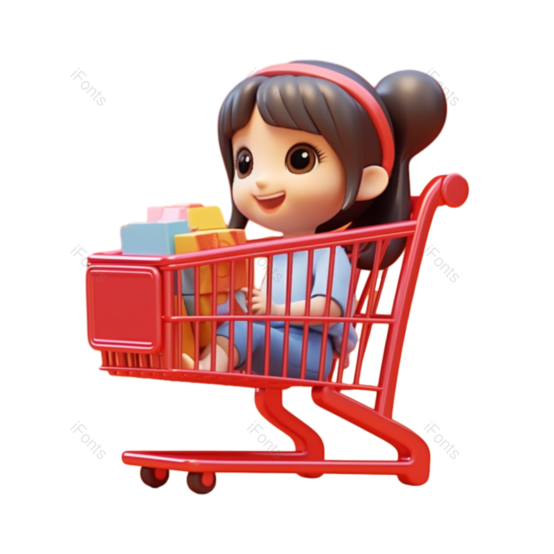 儿童图片,网上购物元素,插画PNG,女人免抠素材